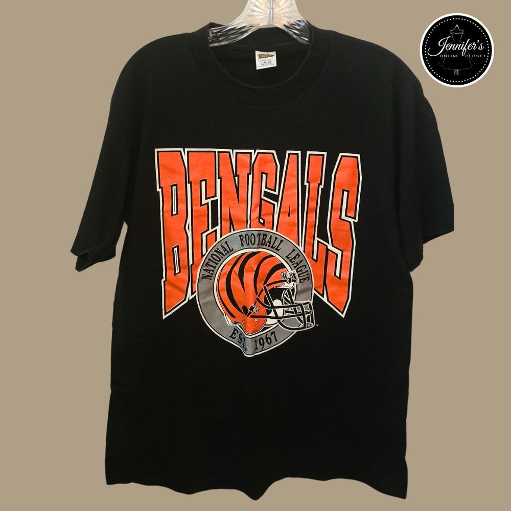 Trench RARE Vintage 90's NFL Cincinnati Bengals Cotton T-Shirt Size L (42-44)